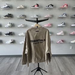 Brand New Fear of God Essentials Fleece Crewneck II 'Desert Sand' Size XL