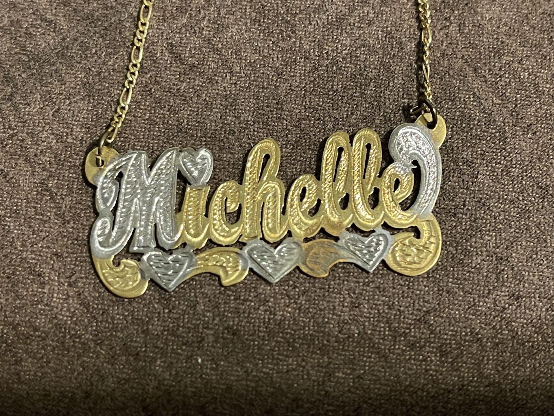 Michelle Name In 14k Gold Filled With Necklace 24”