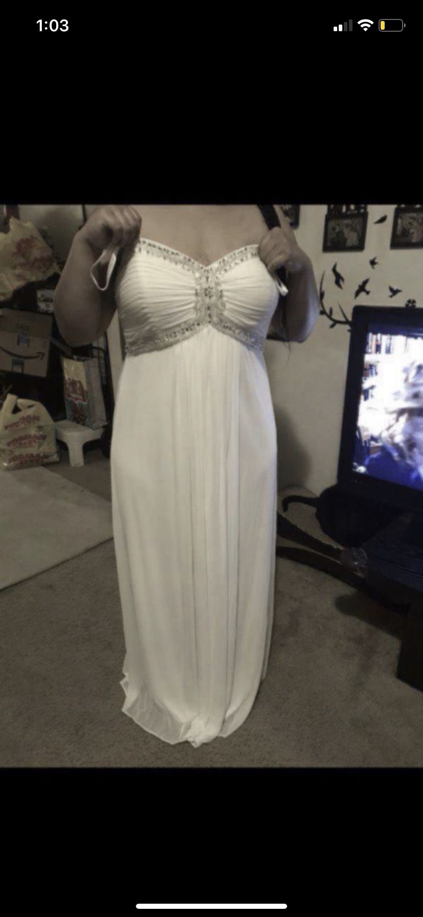Dave and bridals size 18 wedding or prom dress can also be worn as a maternity dress in great condition only worn once