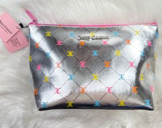 Juicy Couture Silver Multicolor Travel Cosmetic Bag & Toiletry Bottle New💕