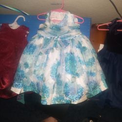 3 Dresses Sizes, 3t,4t,18m,blue&white,navy Blue,red
