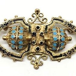 14K gold handmade brooch vintage jewelry