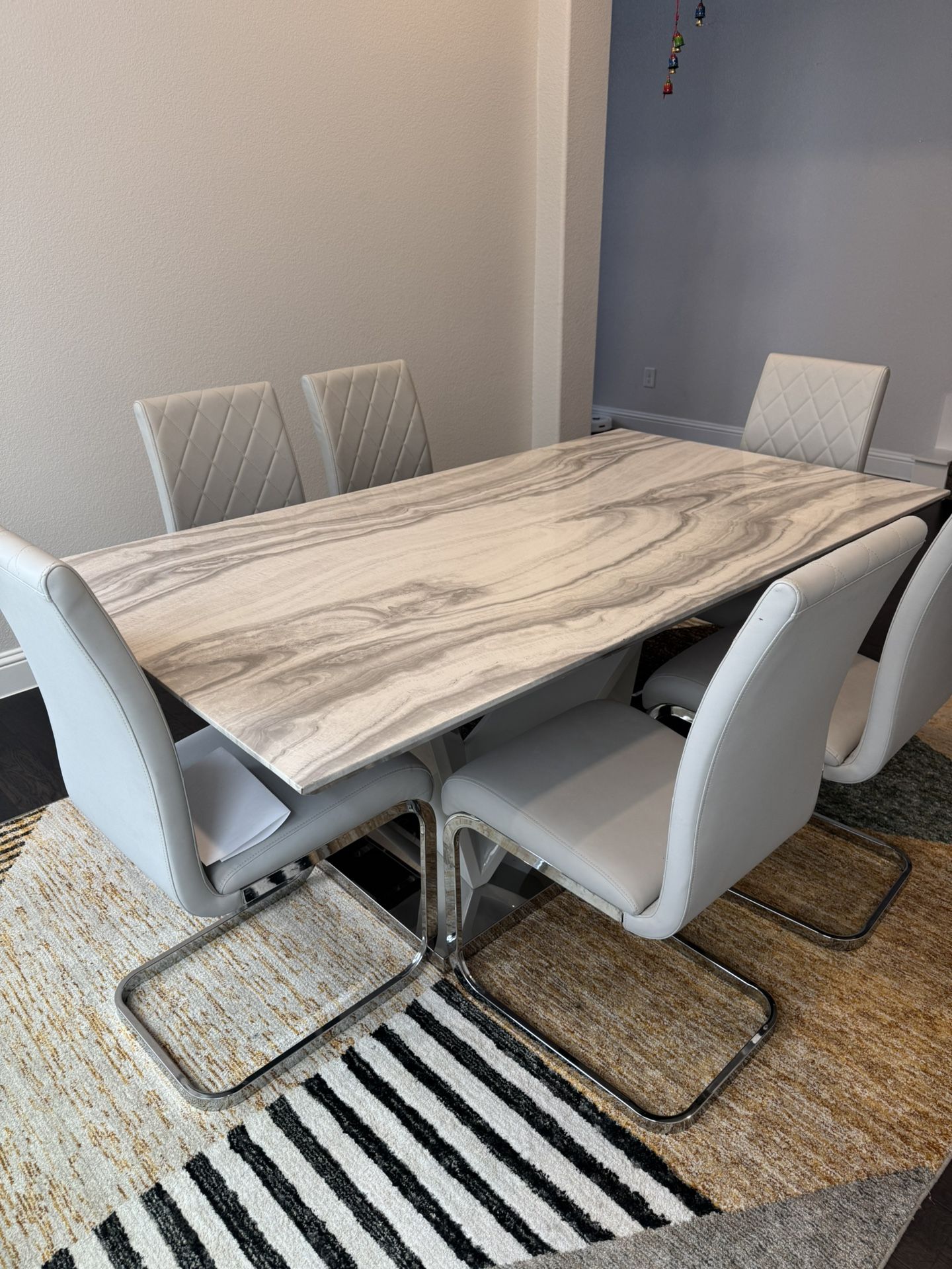 Marble Dining Table With Chairs- Moving Sale
