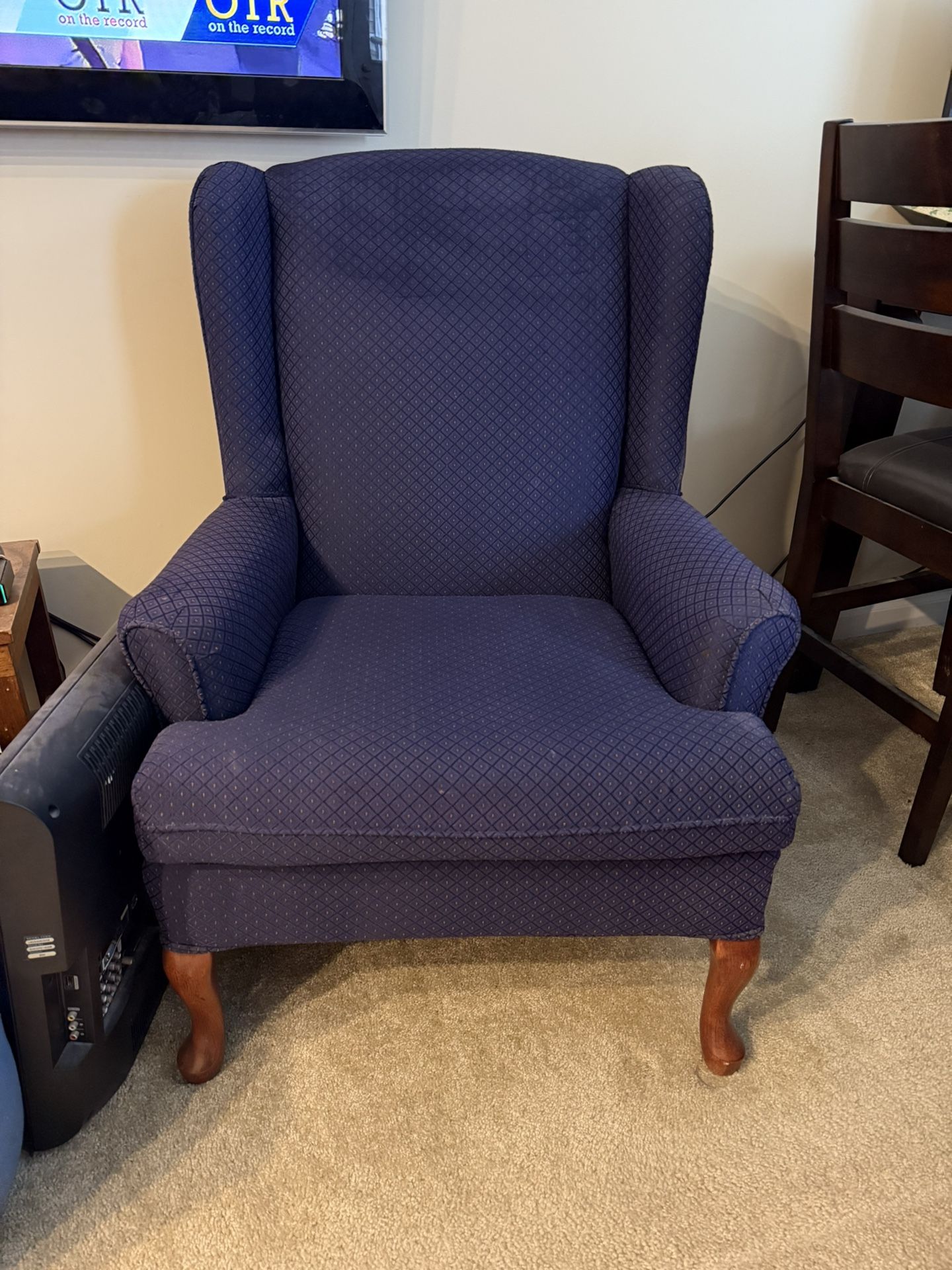 Navy Blue Wingback Chair