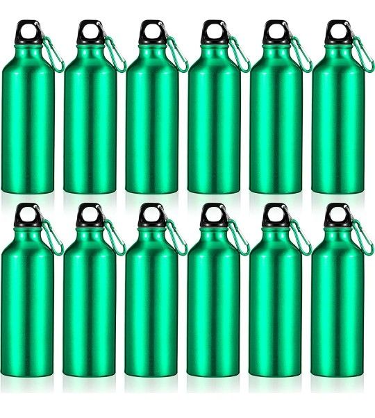 12 Pieces Aluminum Water Bottle 17 oz Aluminum Bike Water Bottle Backpacking Water Bottles Reusable Bottles Sports Bottle Leak Proof Travel Bottles wi