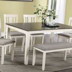 6 Pc White & Gray Dining Room Set