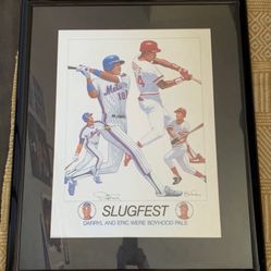 1988 Darryl Strawberry & Eric Davis Signed Slugfest 18x24 Lithograph 554/1000(NEED GONE)