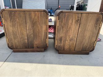 CB2 Double Walnut Bed Side Table
