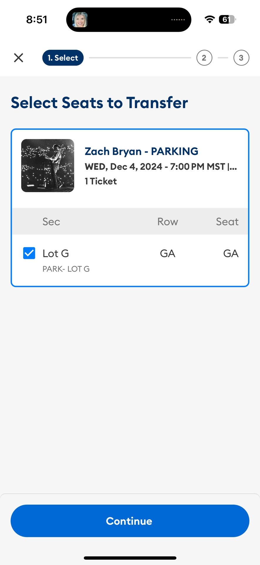 Zach Bryan PARKING DEC 4 Lot G