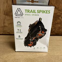 Brand New YATTA Life Trail Spikes for shoes, Crampons Ice Cleats for Boots-Stainless Steel Ice Shoes. Grippos, Traction Cleats for Trail Running Sz Sm