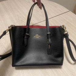 Black and Red Leather Coach Handbag