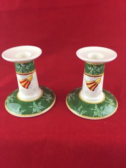Pair of Wedgwood Winter Festival Candlesticks/Holders England