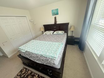 Queen Storage Bed Frame with Bookcase Headboard