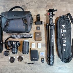 LIKE NEW! NIKON D3400 DSLR Camera Kit with 2 Lens, 2 Batteries, Tripod, & MORE -  Low Use!