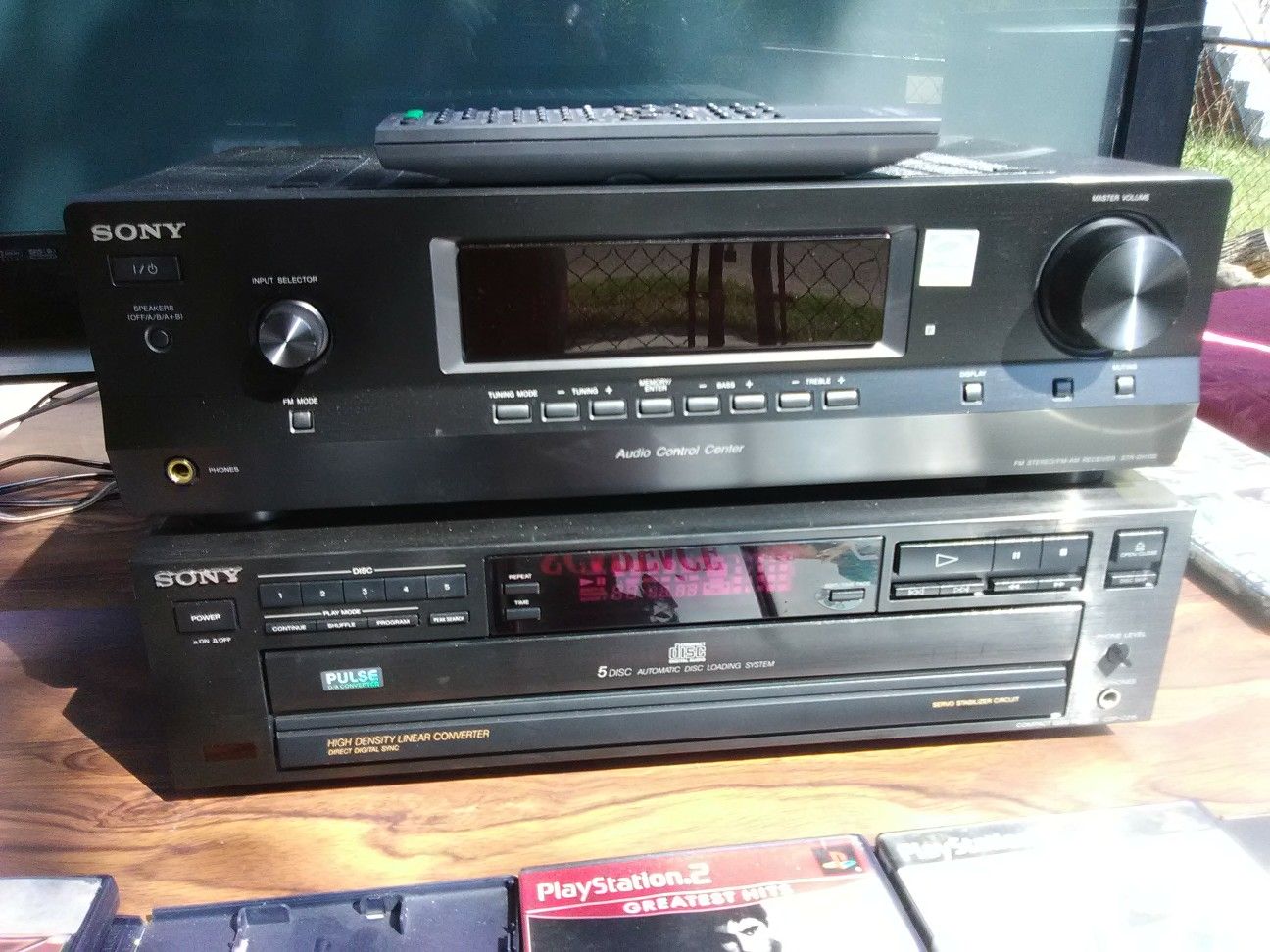 300 Watts Sony receiver with remote control and 5 disc CD player