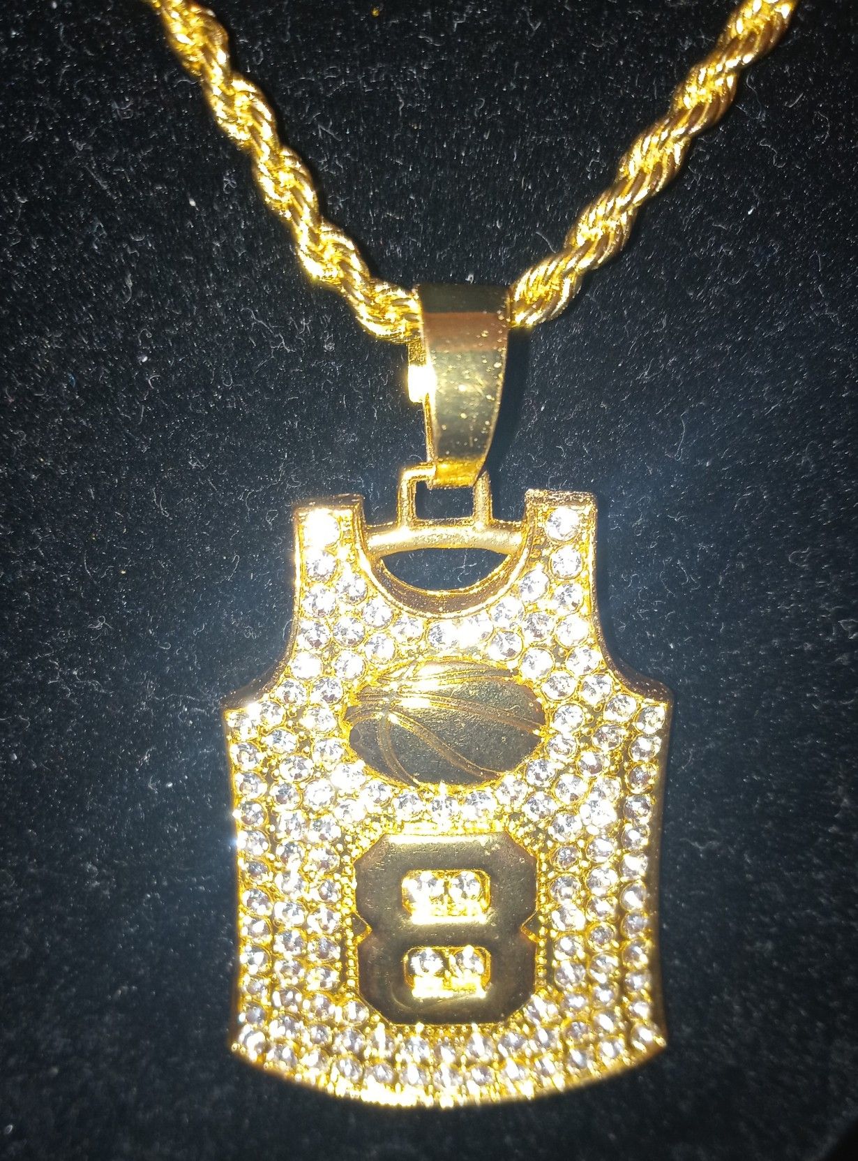 Iced Blinged Out 18k gold Kobe Bryant and Michael Jordan jersey charm and chain