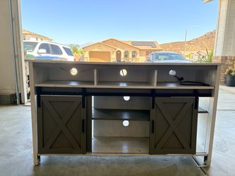 Farmhouse TV Stand with Sliding Barn Doors