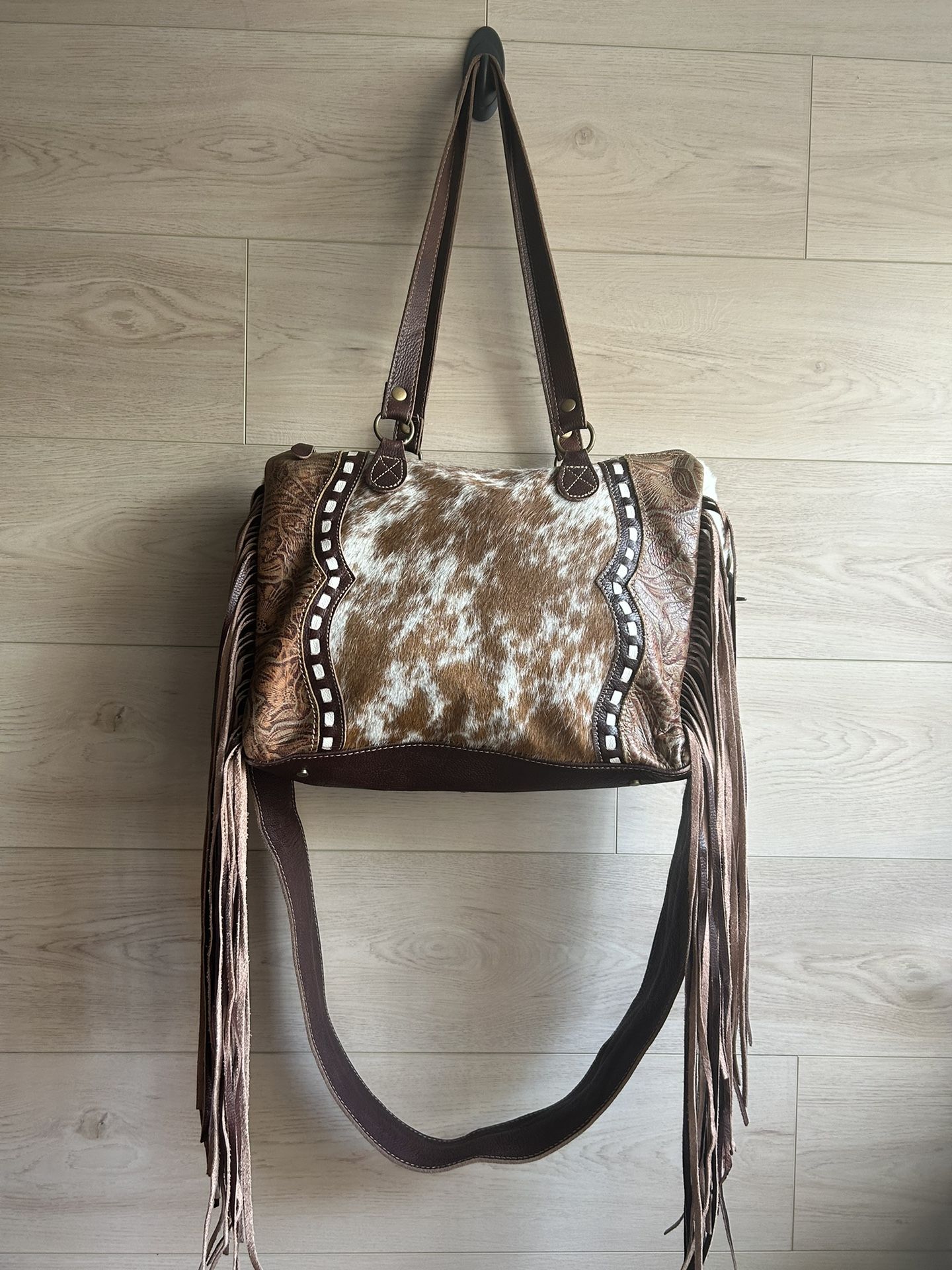 Myra Western Brown Leather Fringe Bag