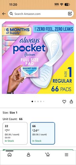 Always Pocket Flexfoam Regular Pads Size 1