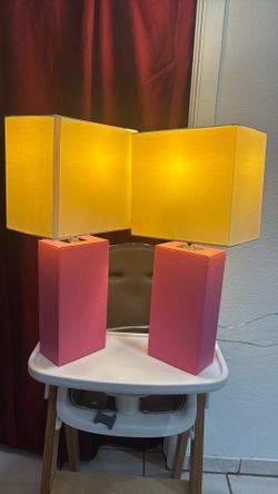 2 New Leather Base ModernTable Lamps