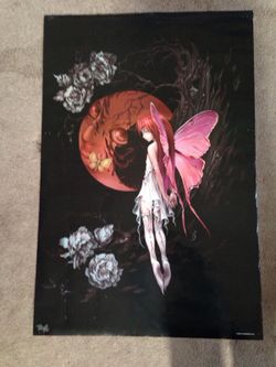 Red moon and fairy poster