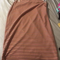 2x Peach and black stripe pencil skirt 