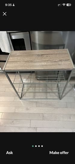 Wood & Metal Shoe Rack / Entryway Storage Shelf