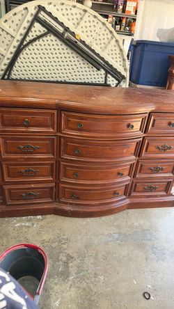 Wood dresser with mirror