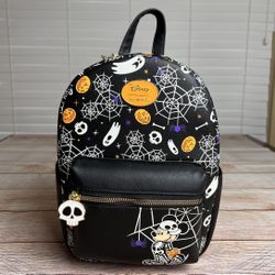 Disney Mickey Mouse Skeleton Halloween Skeleton Glow In The Dark Mini Backpack By Her Universe, New With Tags