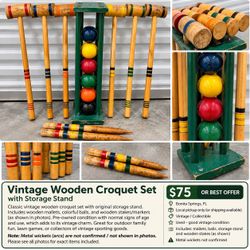 Vintage Wooden Croquet Set