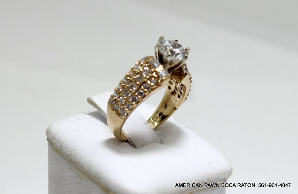 10K Yellow Gold White Round CZ Sparkling Engagement Ring