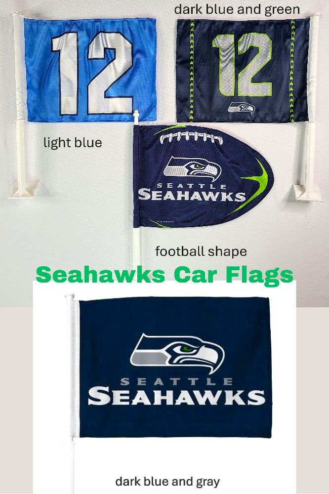 Seattle Seahawks Window Mount Car Flag 2-Sided