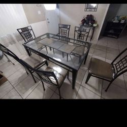 Glass Dining Table With 6 Chairs 