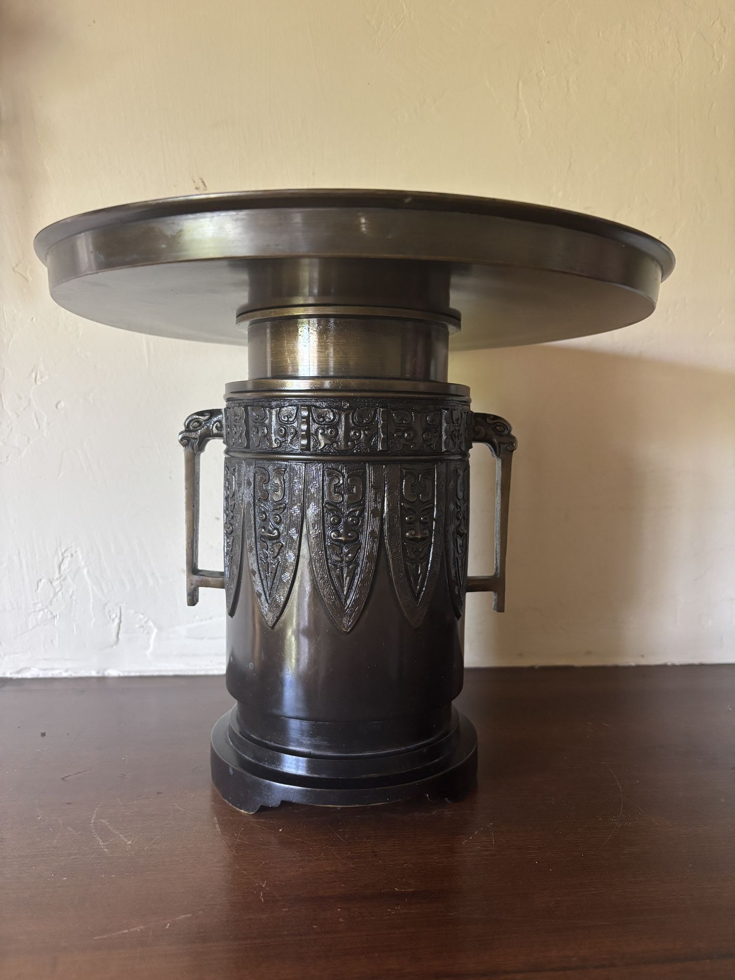 VNTG Japanese Bronze, Usubata vase Ikebana Floral Arranging