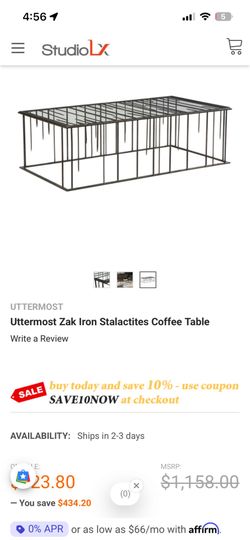 Uttermost Zak Metal and Glass Coffee Table retail over 1100.00