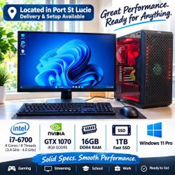 Budget Gaming PC Computer Intel i7-6700 GTX 1070 8GB 16GB RAM 1TB total storage + fast SSD, WiFi 📶