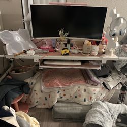 Rolling Over Bed Desk With Sliding Keyboard Shelf