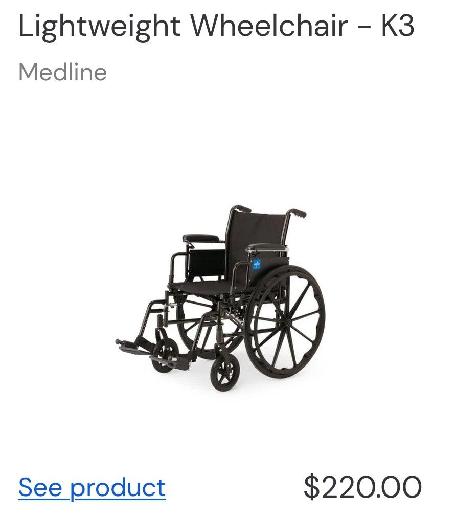 Lightweight Wheelchair Like New!