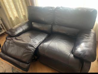 Brown Leather Recliner Couch 2 Piece Set