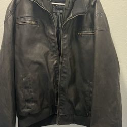 Sean John Men's VEGAN Leather Hooded Bomber Jacket Black Medium Full Zip Warm size 2XL