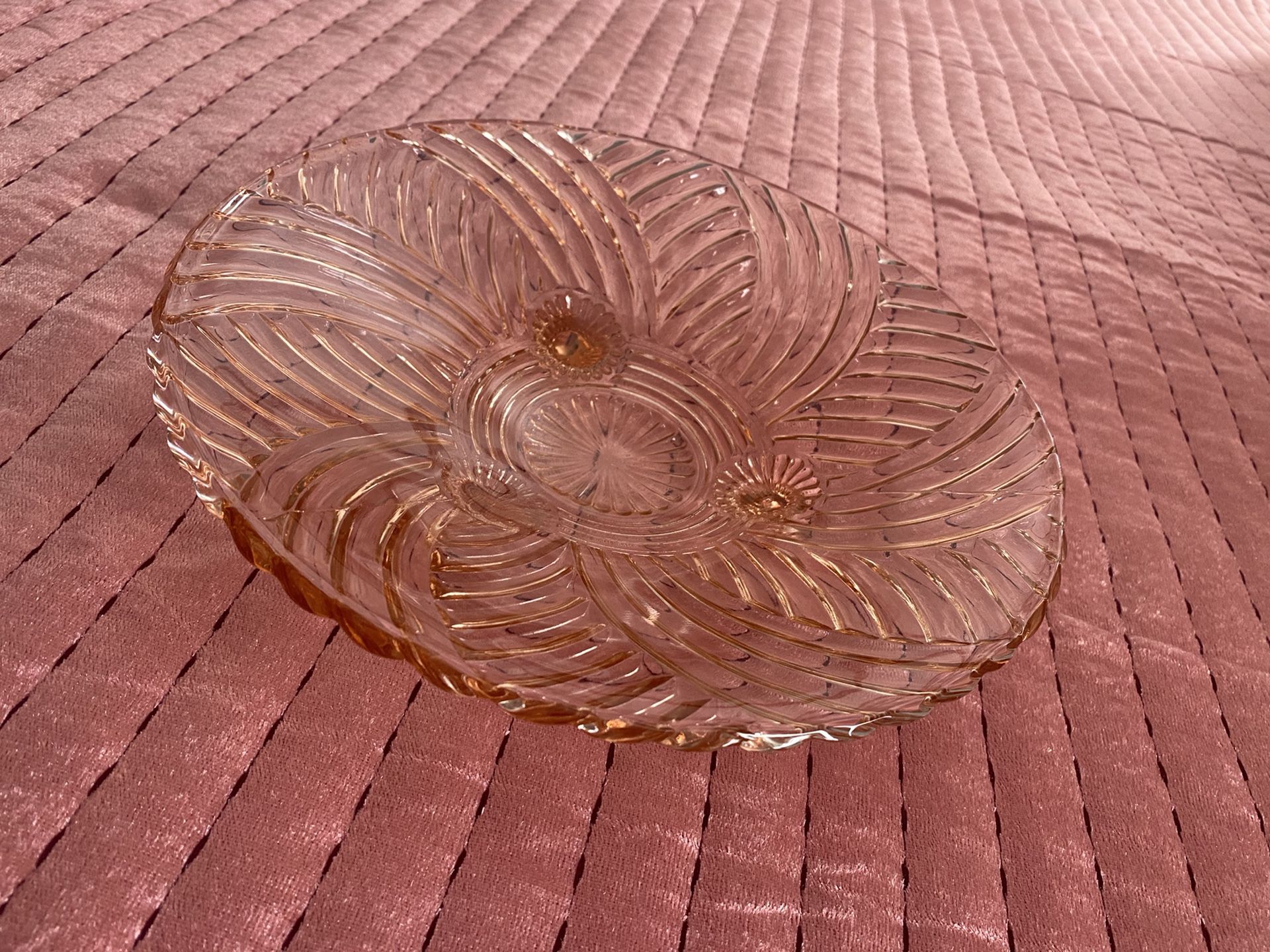 Vintage Anchor Hocking Pink Depression Glass Footed Bowl