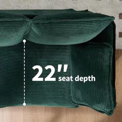 83-inch double sofa, modern 2-seater sofa, comfortable velvet double sofa (green)
