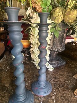 Pair of Black Metal candleholders  asking $30