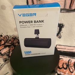 Brand new power bank V E G E R  with charger for iPhones