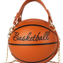 Women Lovely Basketball Shoulder Bag Purse Orange Color 6” Diameter