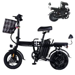 14'' Electric Folding Bike Bicycle 500W 48V 15AH Battery 25hph Black
