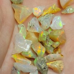 10pcs. Natural Ethiopian Fire Opal Rough Polished Crystals Lot / BUNDLE 