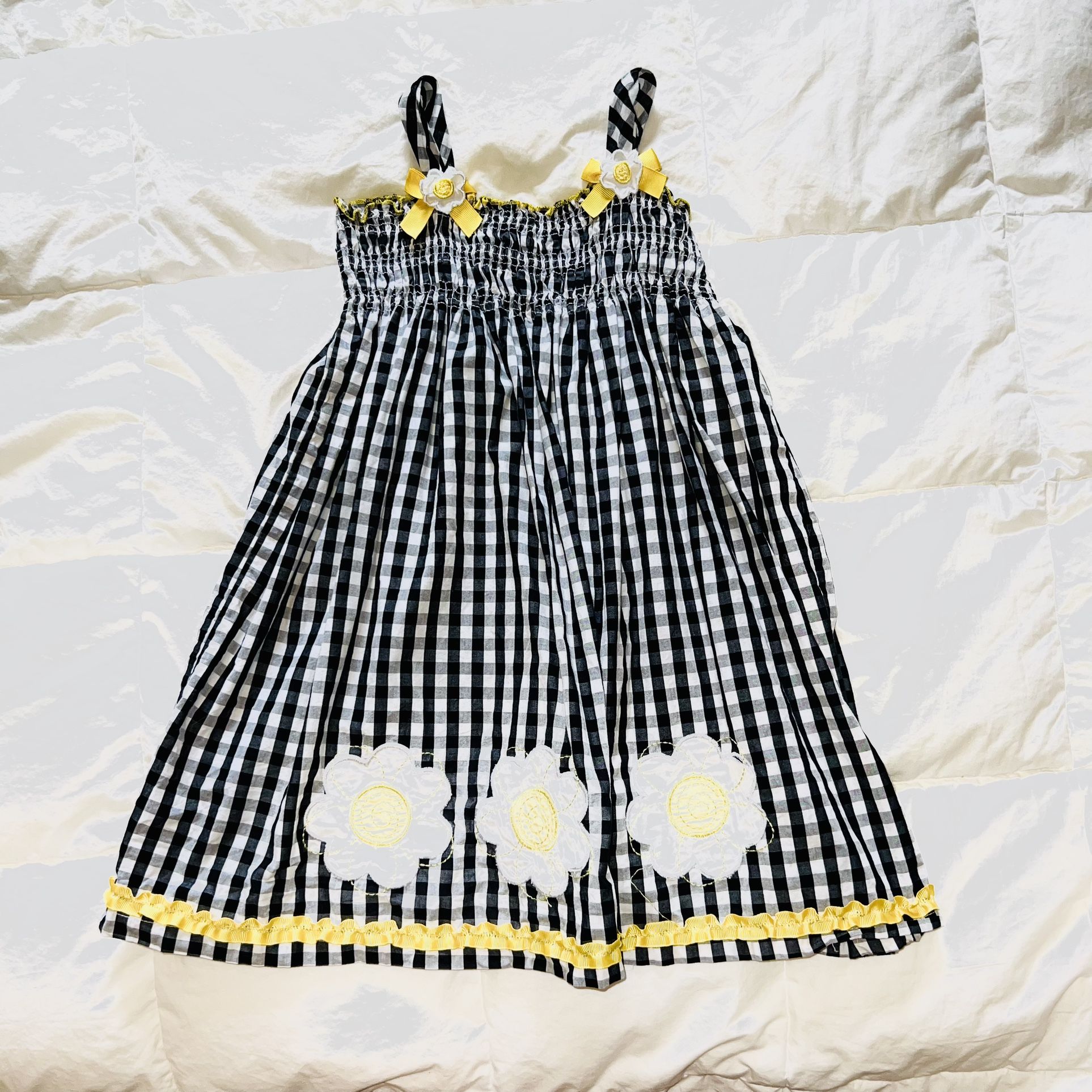 Nannette Smocked Sunflower Plaid Dress