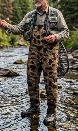 Vintage Cabelas Duck Camo Neoprene Chest Waders Stocking Foot Mens XLR Hunting