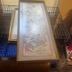 vintage framed lithograph print of Asian birds, likely from a series produced by R.T.V. Sales, Inc. in 1963- Make Offer